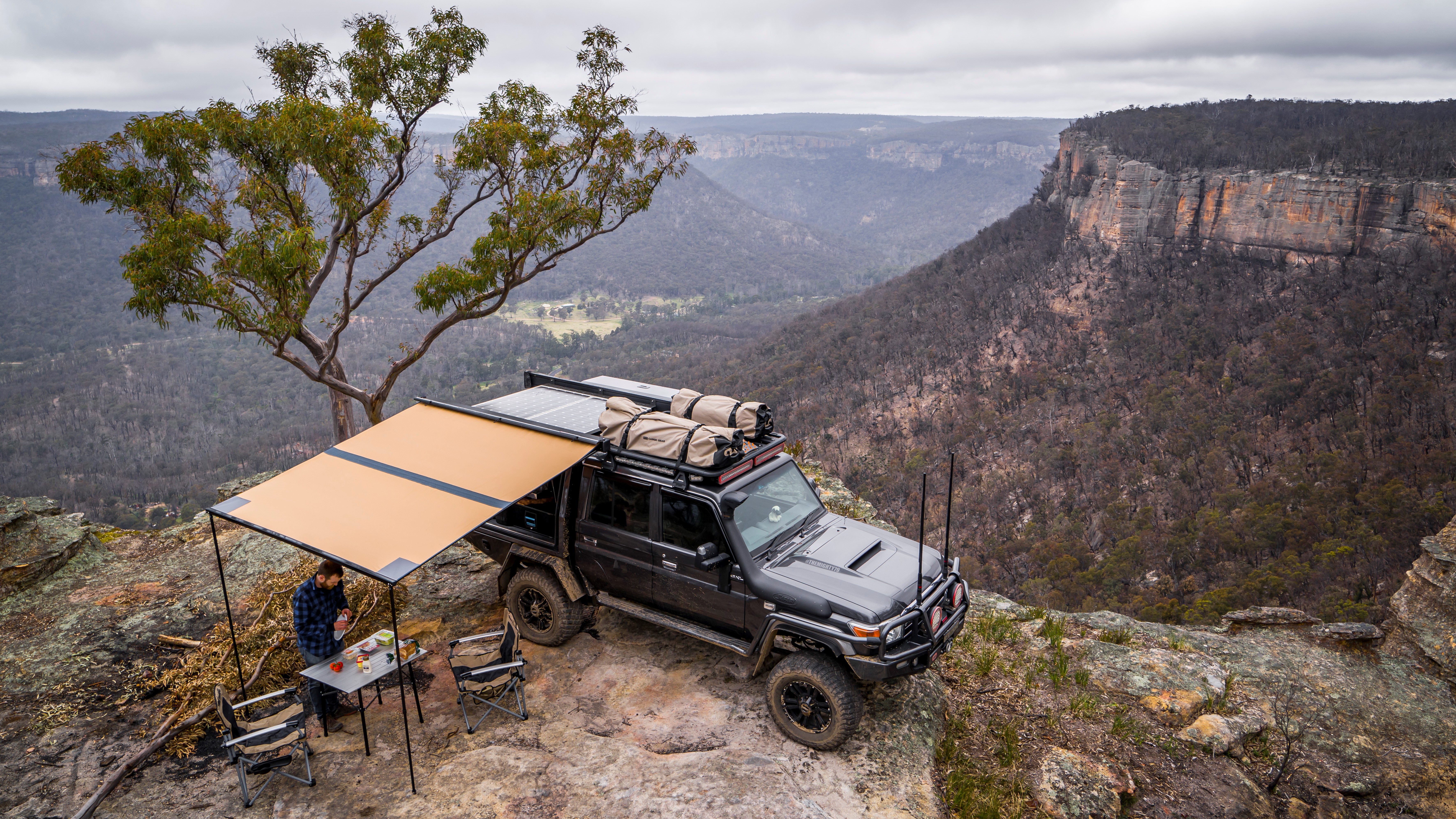 ARB Black Aluminium Awning Drone View